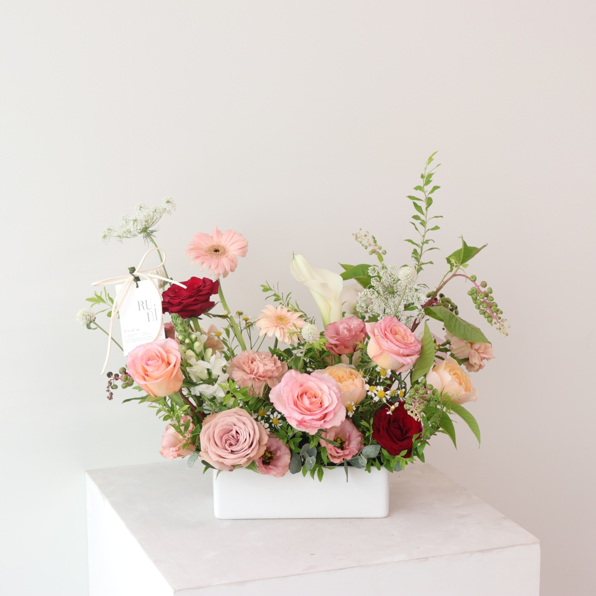 落日紅粉色桌花