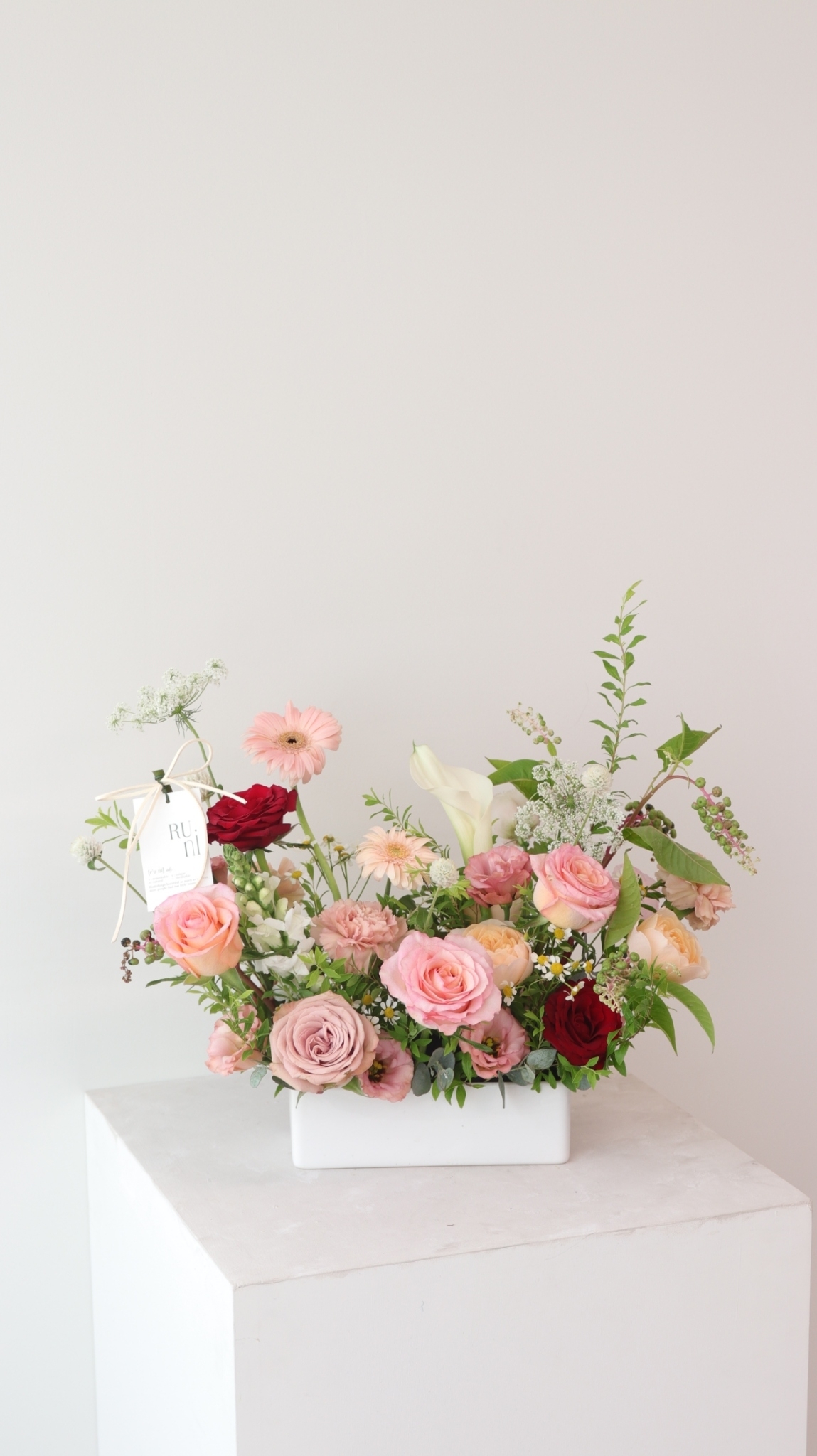 落日紅粉色桌花