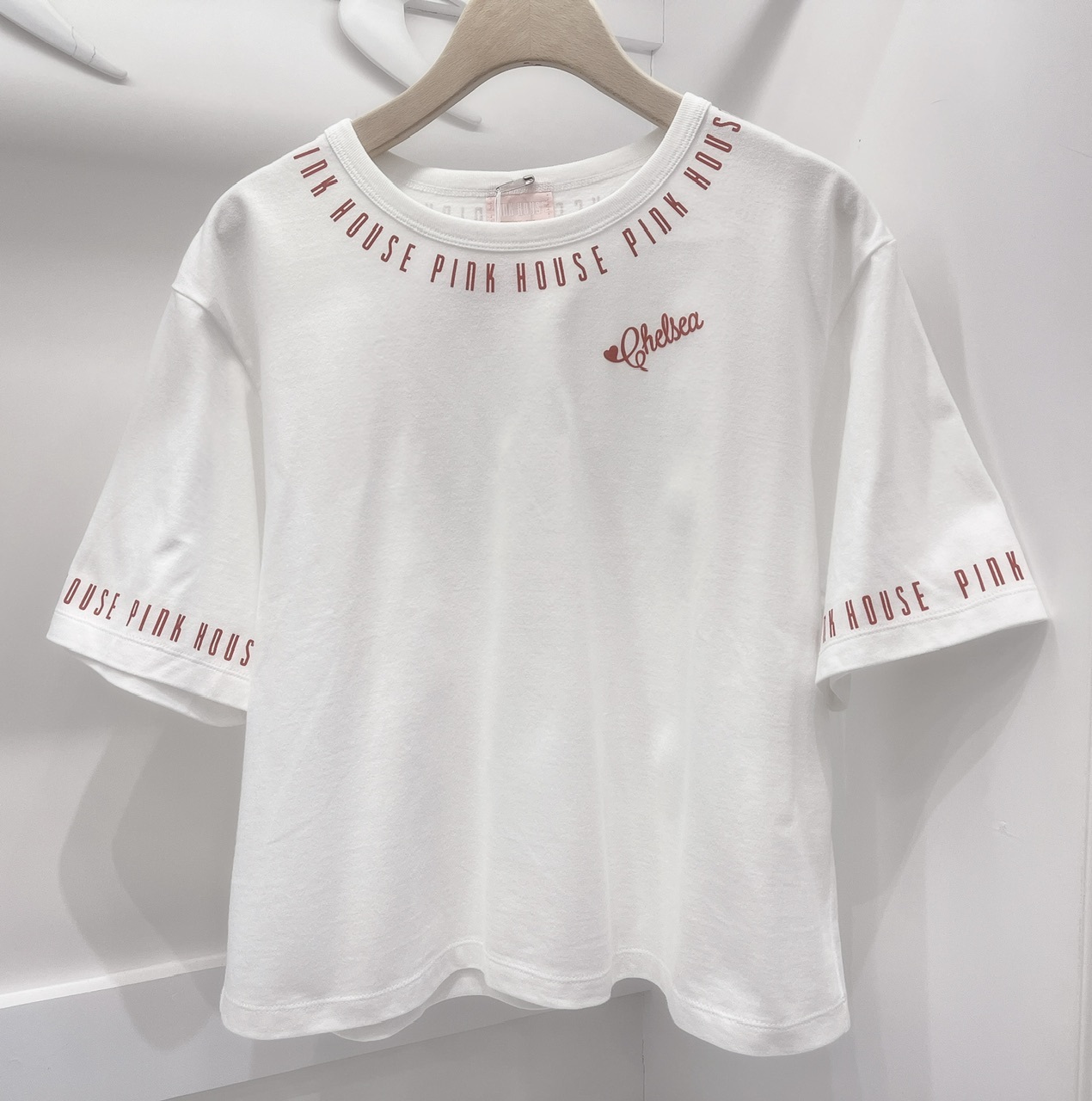 Pink house字母棉T