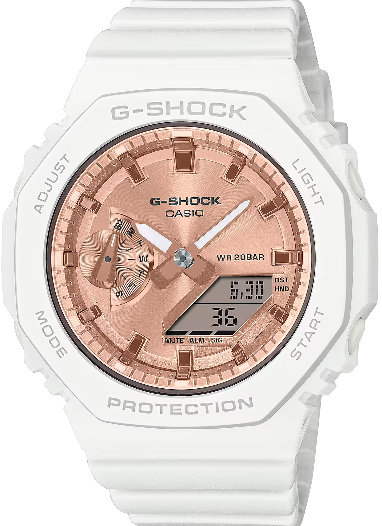 萬年鐘錶 - G-SHOCK  粉紅金八角電子女錶 GMA-S2100MD-7A  錶徑 : 42.9 mm