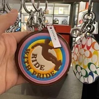 [S] COACH CK060 RIDE WITH PRIDE BAG CHARM IN RAINBOW SIGNATURE CANVAS,SILVER/CHALK MULTI, 195031985430 (SCO448)