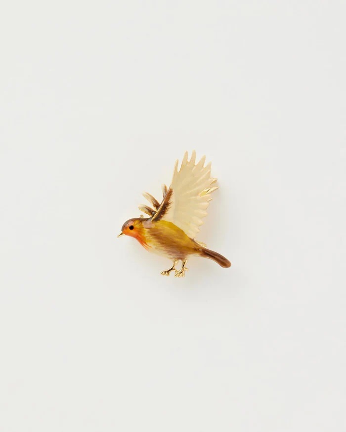 **Fable Enamel Flying Robin Brooch 40230