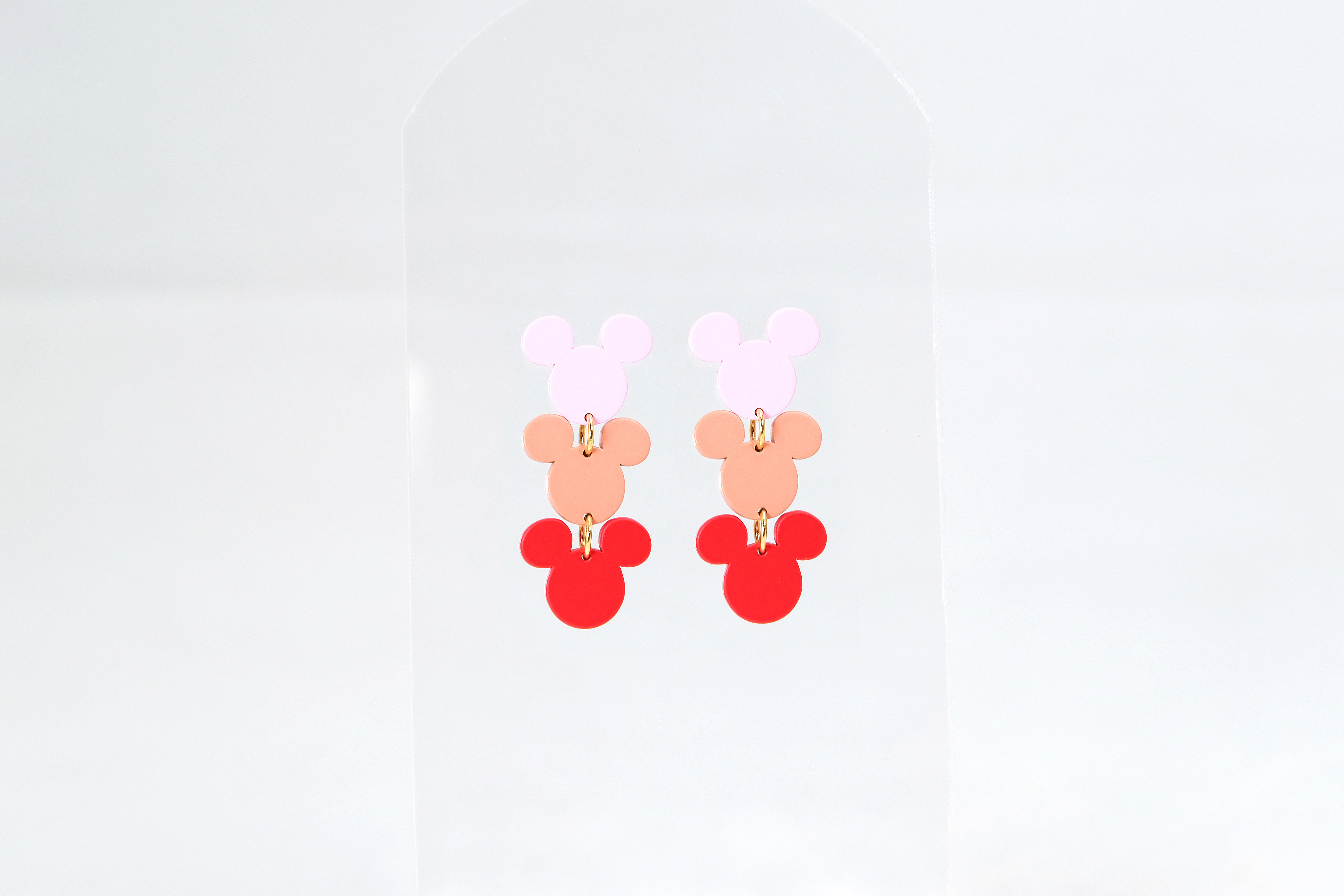 Paper cut Mickey 3-head Pendant Earring