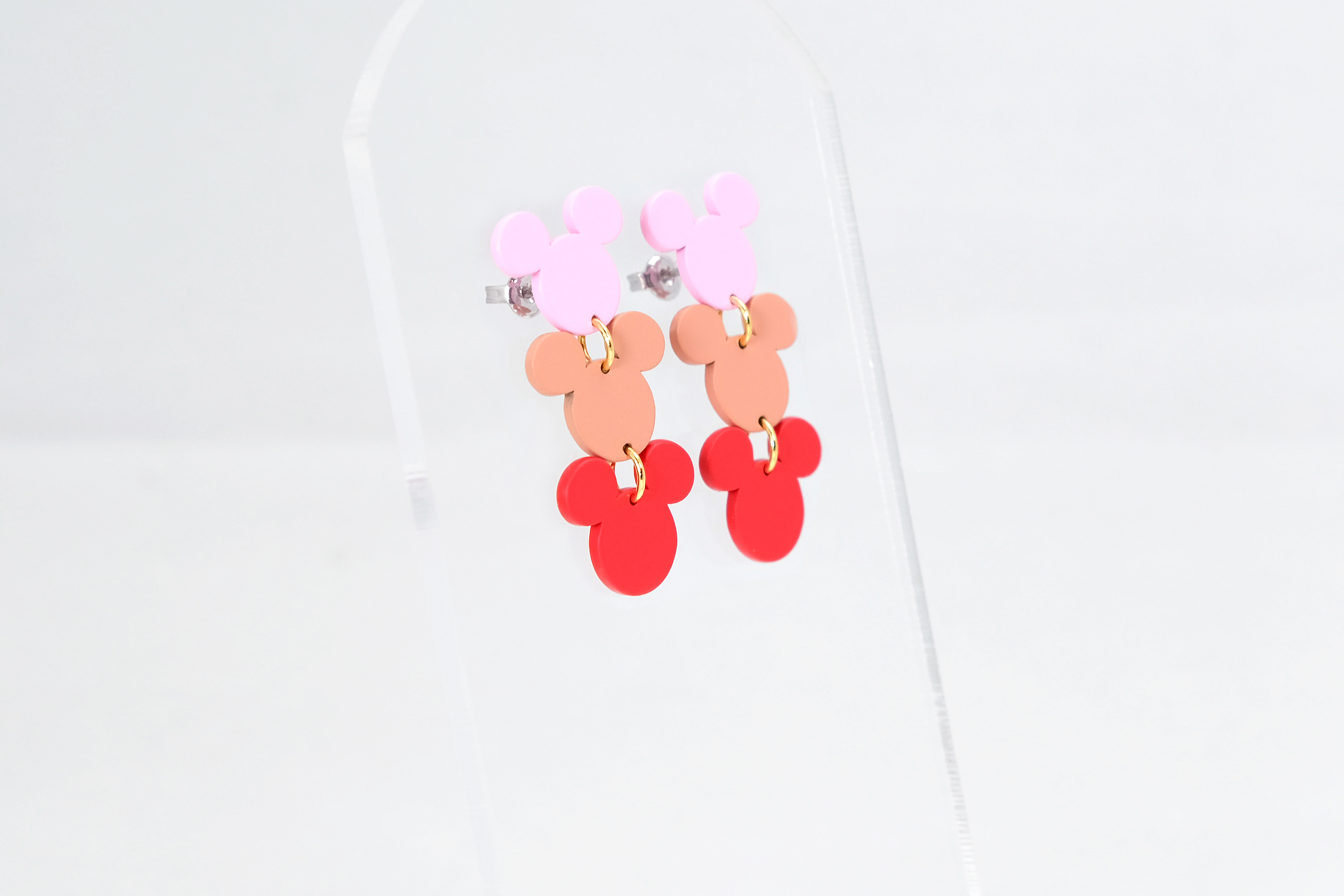 Paper cut Mickey 3-head Pendant Earring