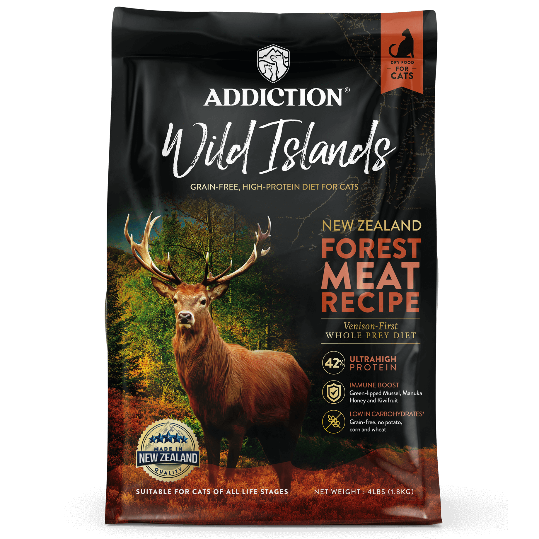 Addiction Grain Free Wild Island Forest Meat Recipe Dry Cat Food 4lb/10lb