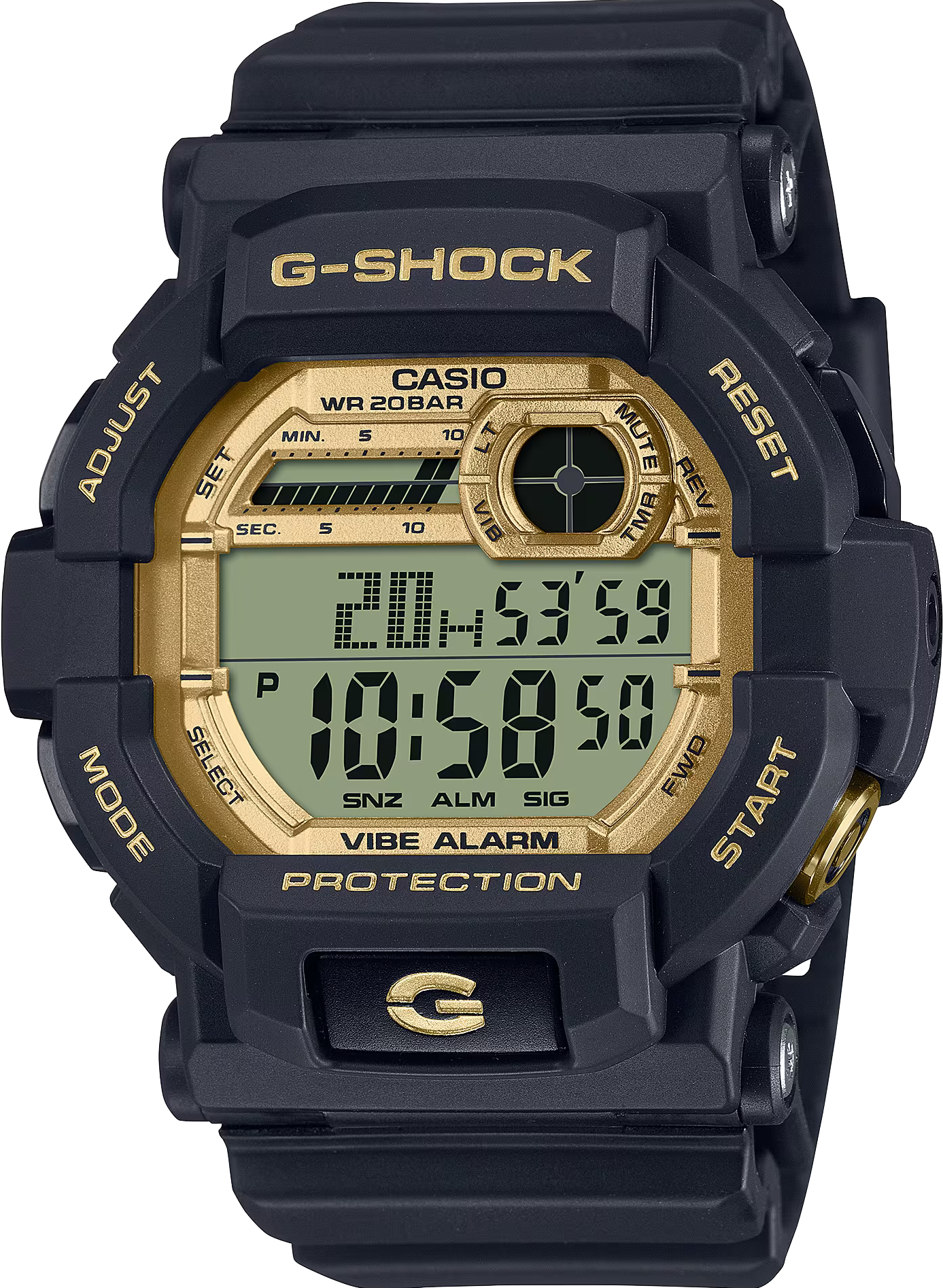 萬年鐘錶 - G-SHOCK  黑金時尚百搭數位運動電子錶  GD-350GB-1 錶徑 : 50.8mm