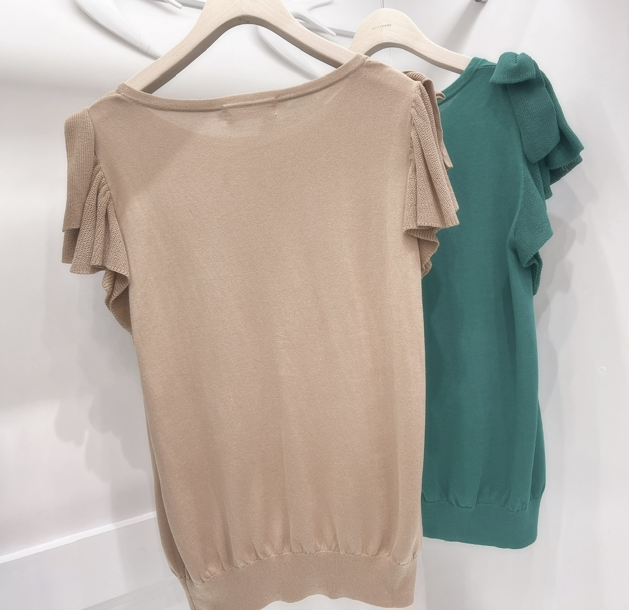 袖荷葉蝴蝶結針織上衣