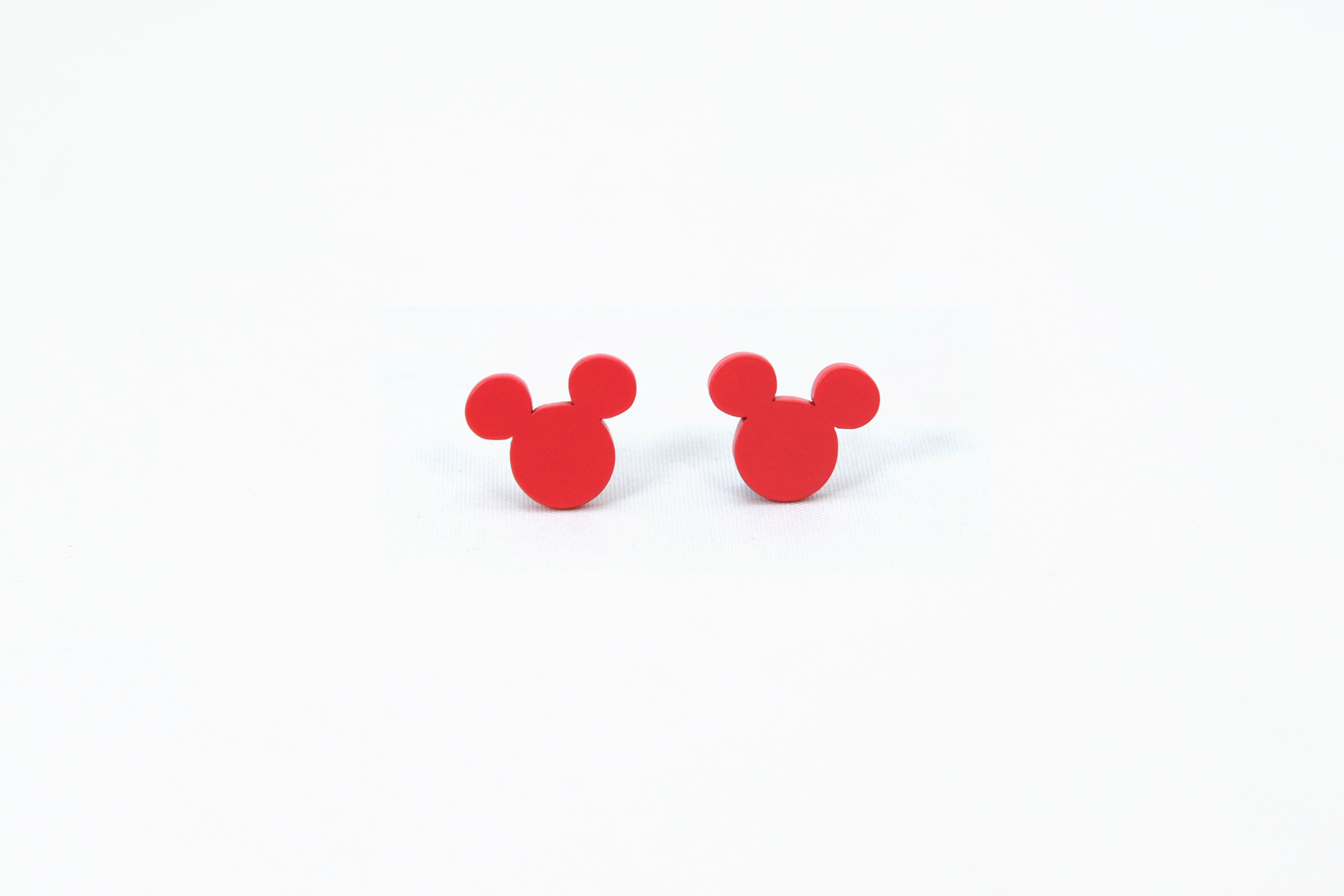 Paper cut Mickey Head stud Earring (Red)