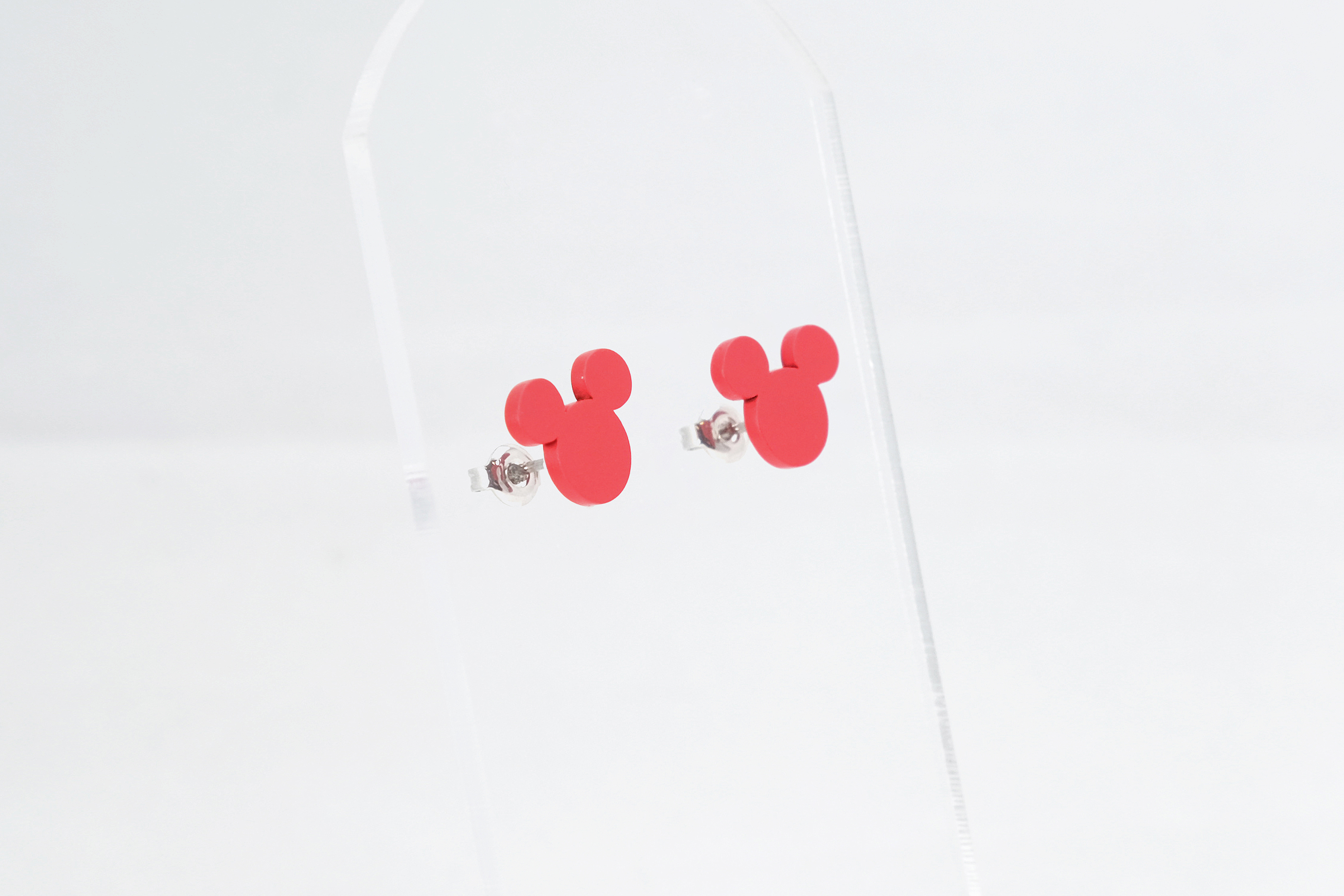 Paper cut Mickey Head stud Earring (Red)