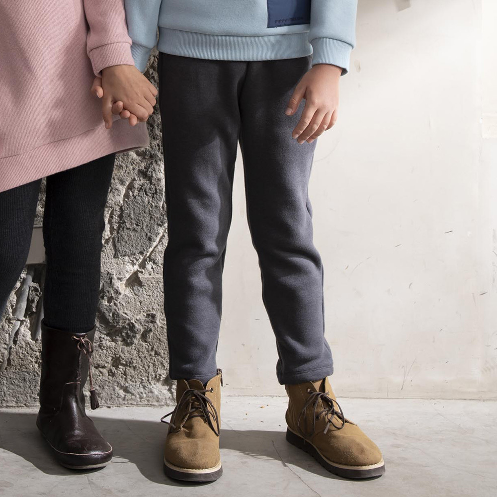 PIPPY 百搭保暖絨毛抽繩長褲 鐵灰