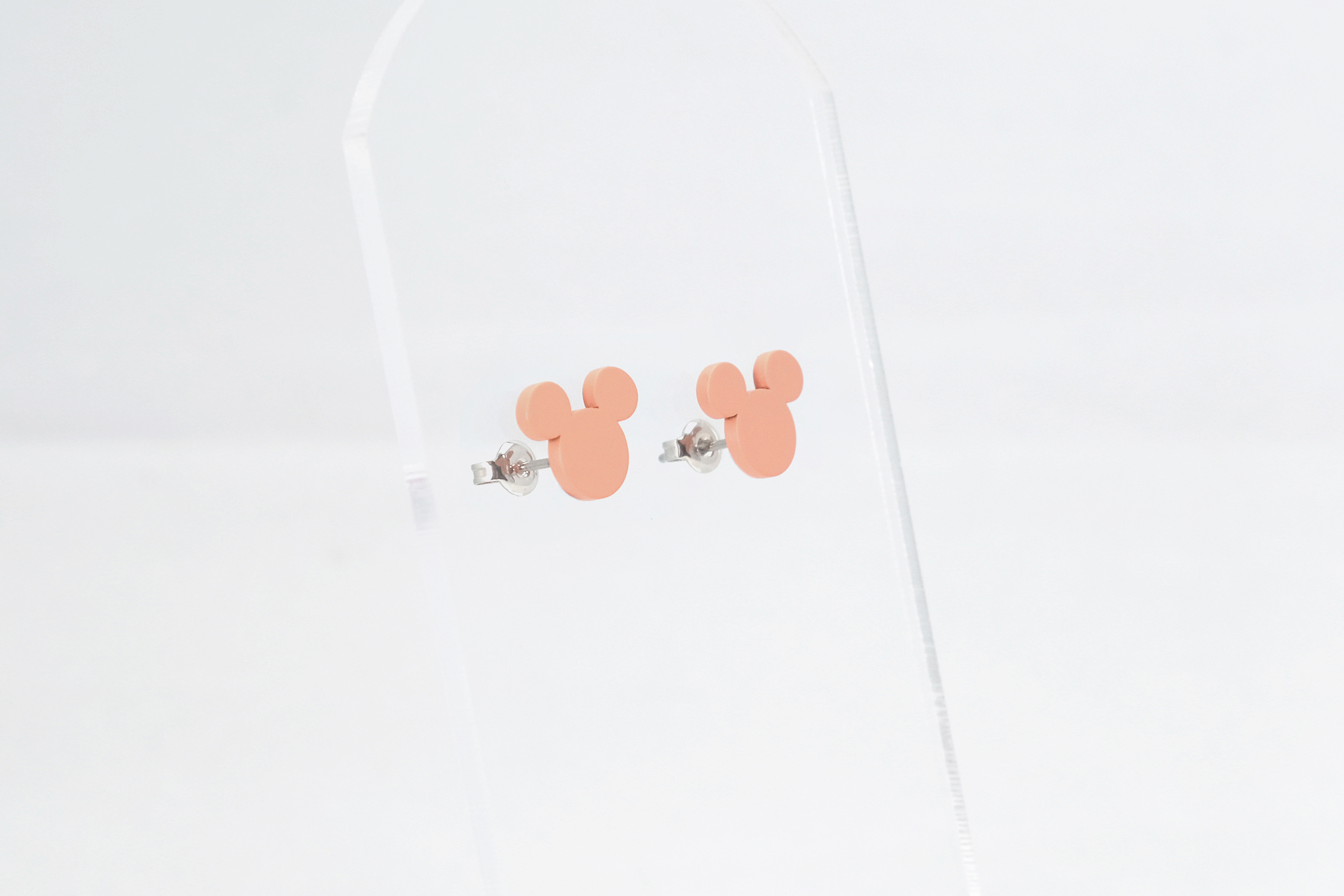 Paper cut Mickey Head stud Earring (Peach)