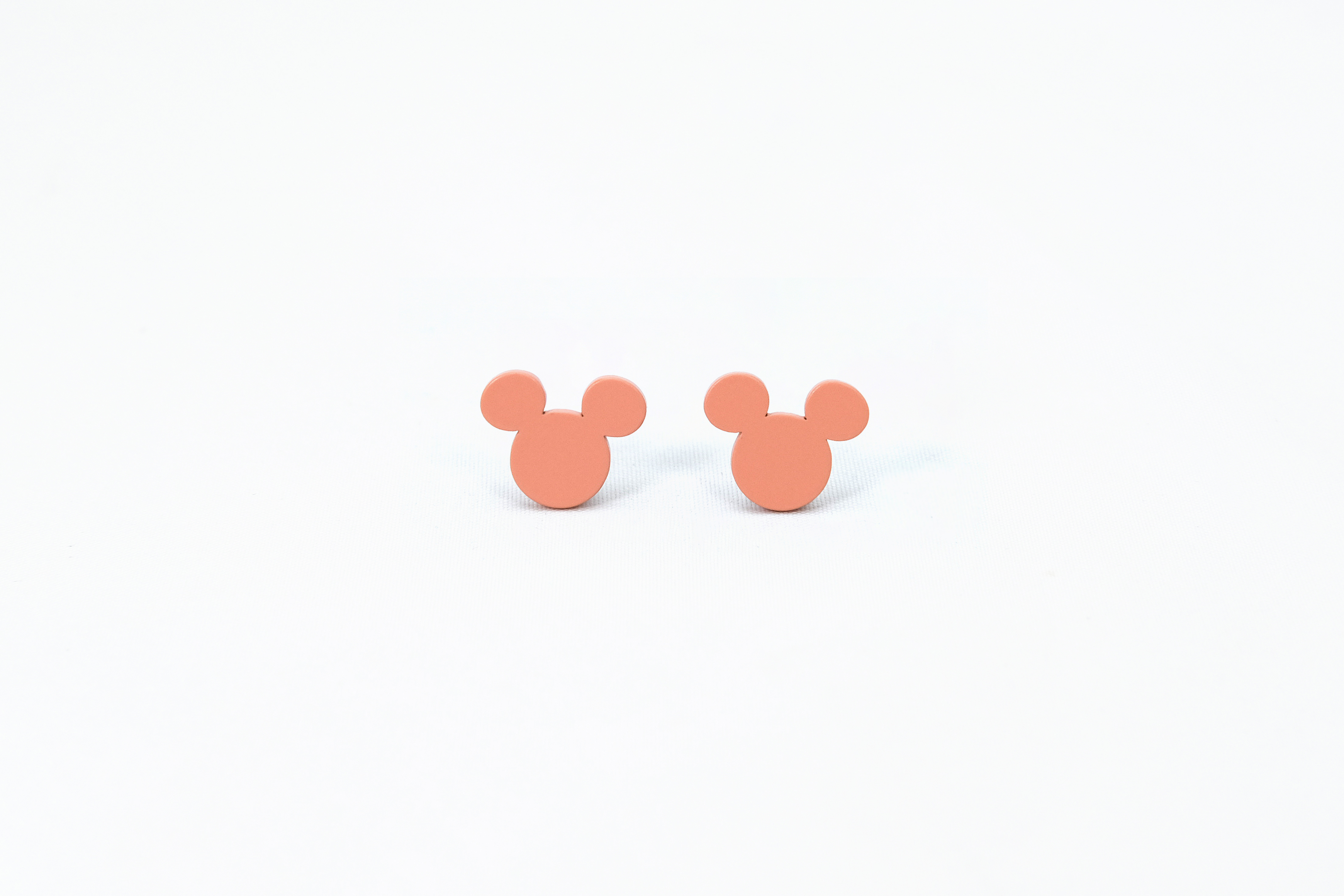 Paper cut Mickey Head stud Earring (Peach)
