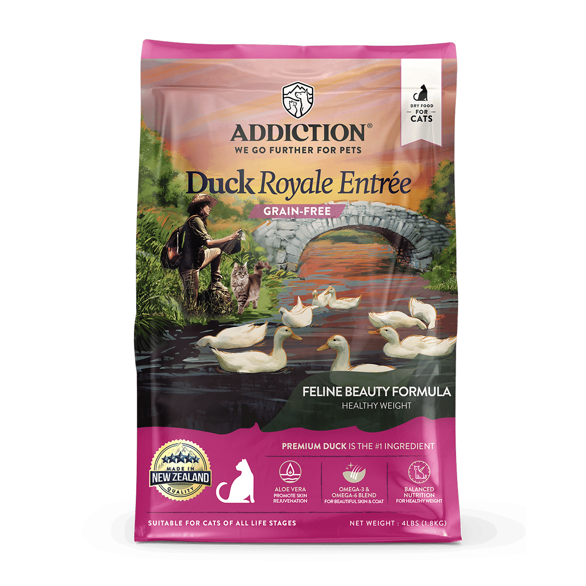 Addiction Grain Free Duck Royale Entree Dry Cat Food 4lb/10lb