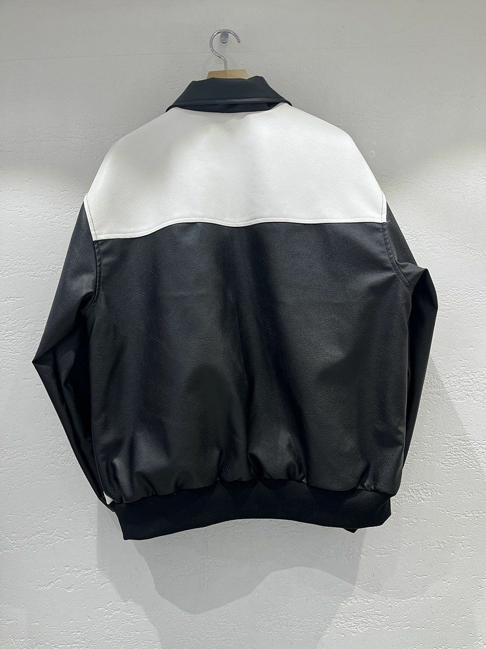 恤衫領拼色合成皮褸 10.GVTY-0029JK