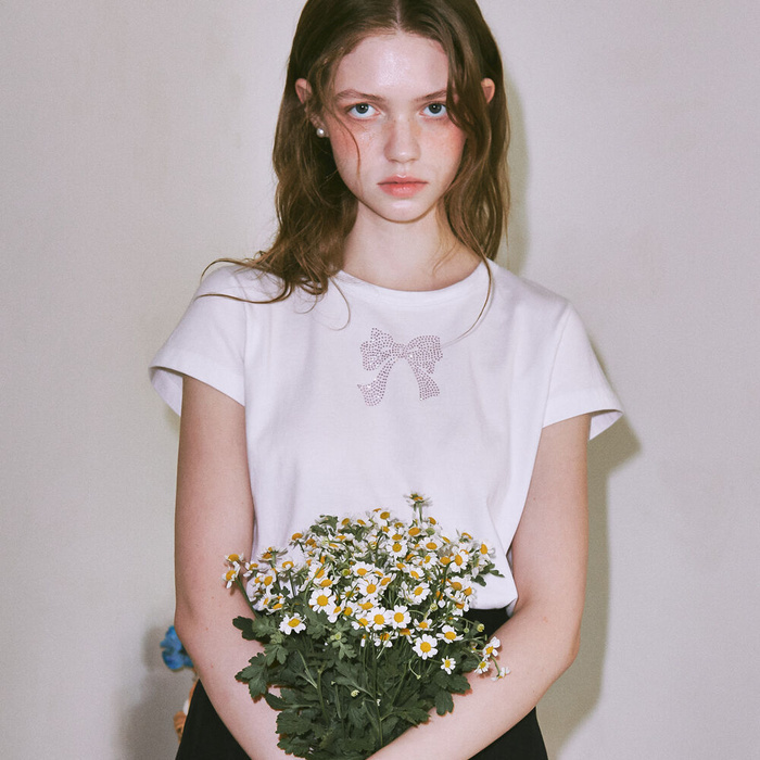 韓國代購 RONRON 閃石款 RIBBON HOTFIX 上衣