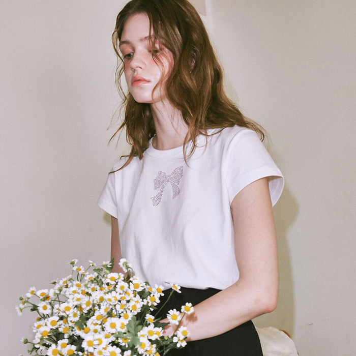 韓國代購 RONRON 閃石款 RIBBON HOTFIX 上衣