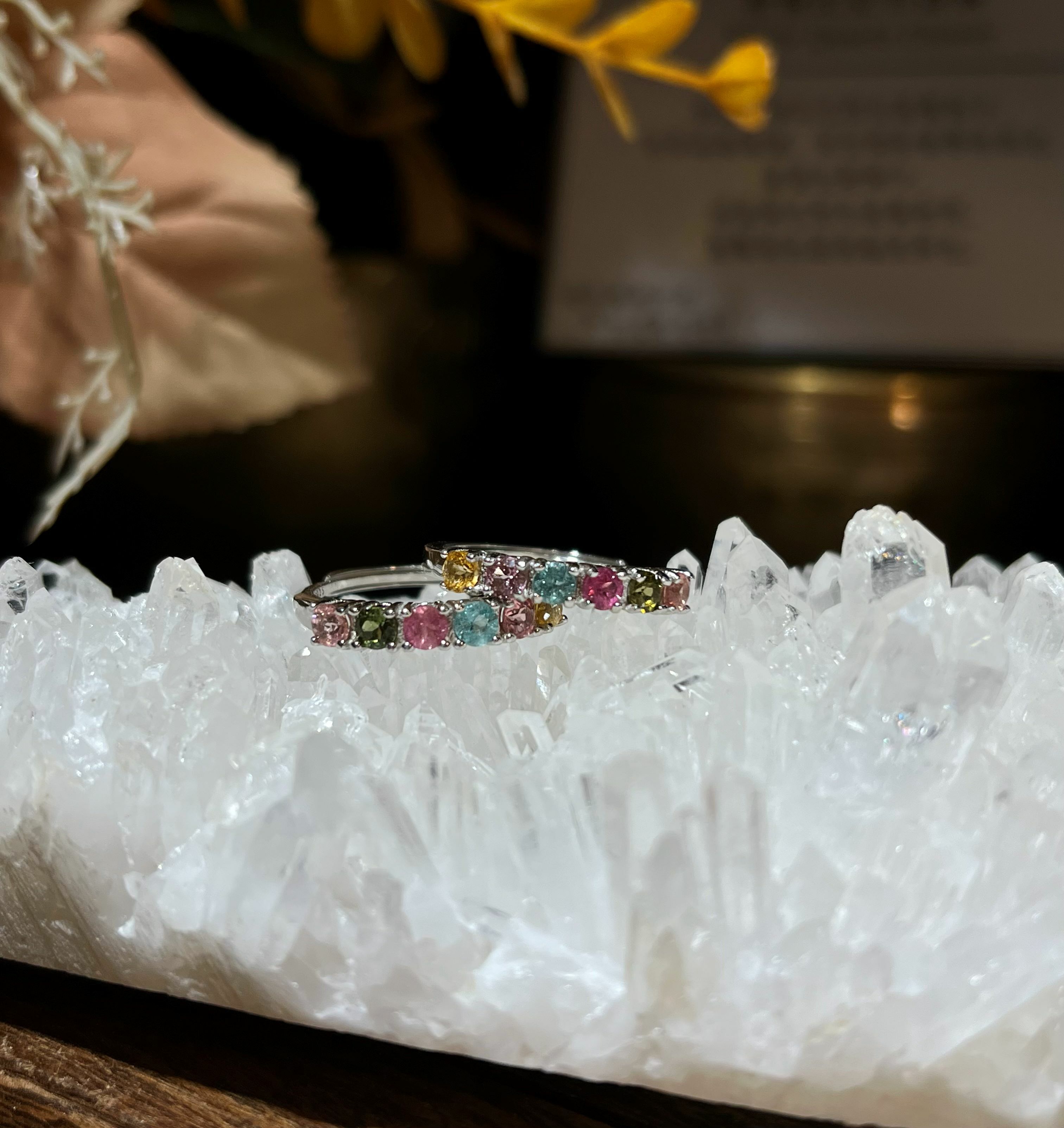 彩碧璽純銀排戒 (幼款)