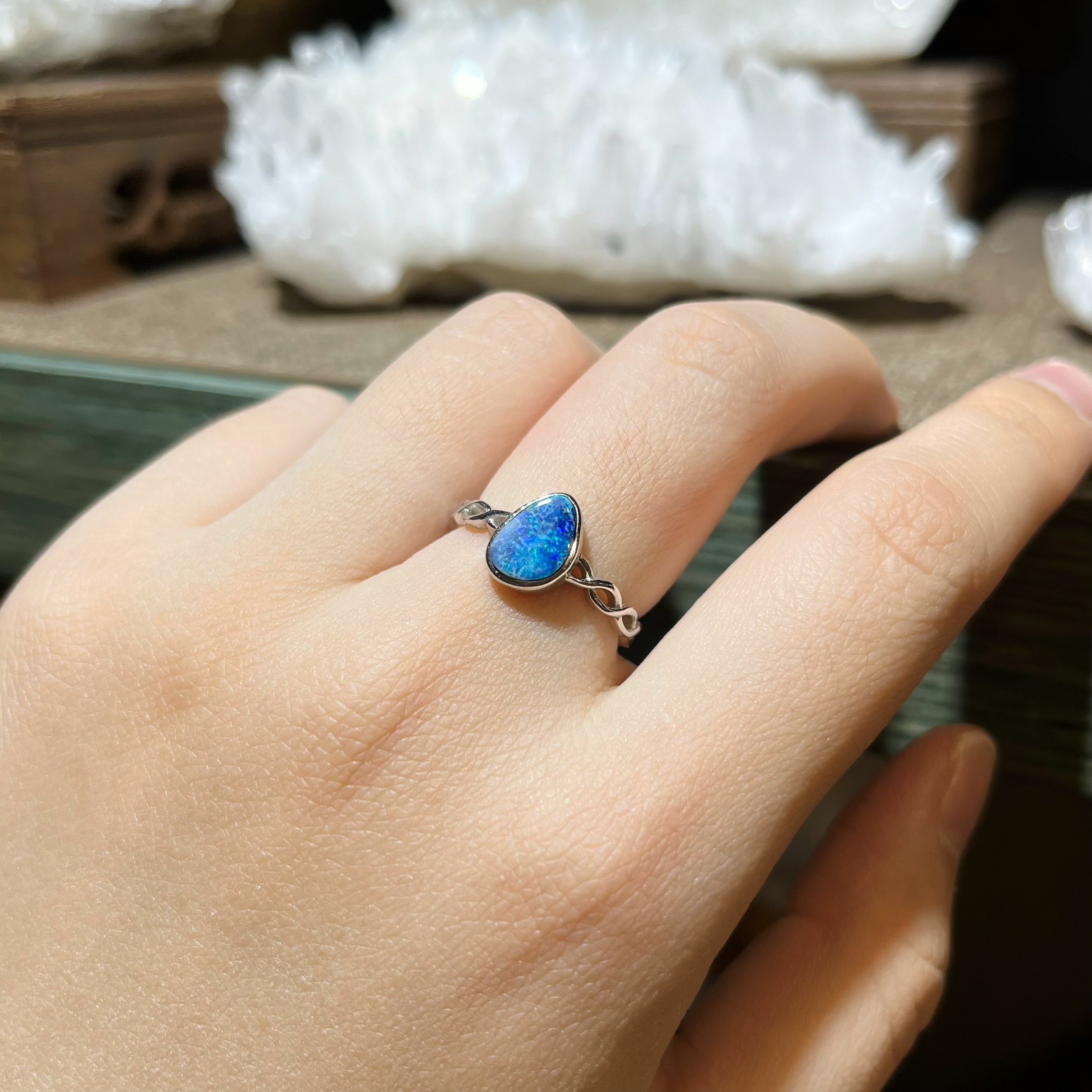 礫石澳寶純銀戒指