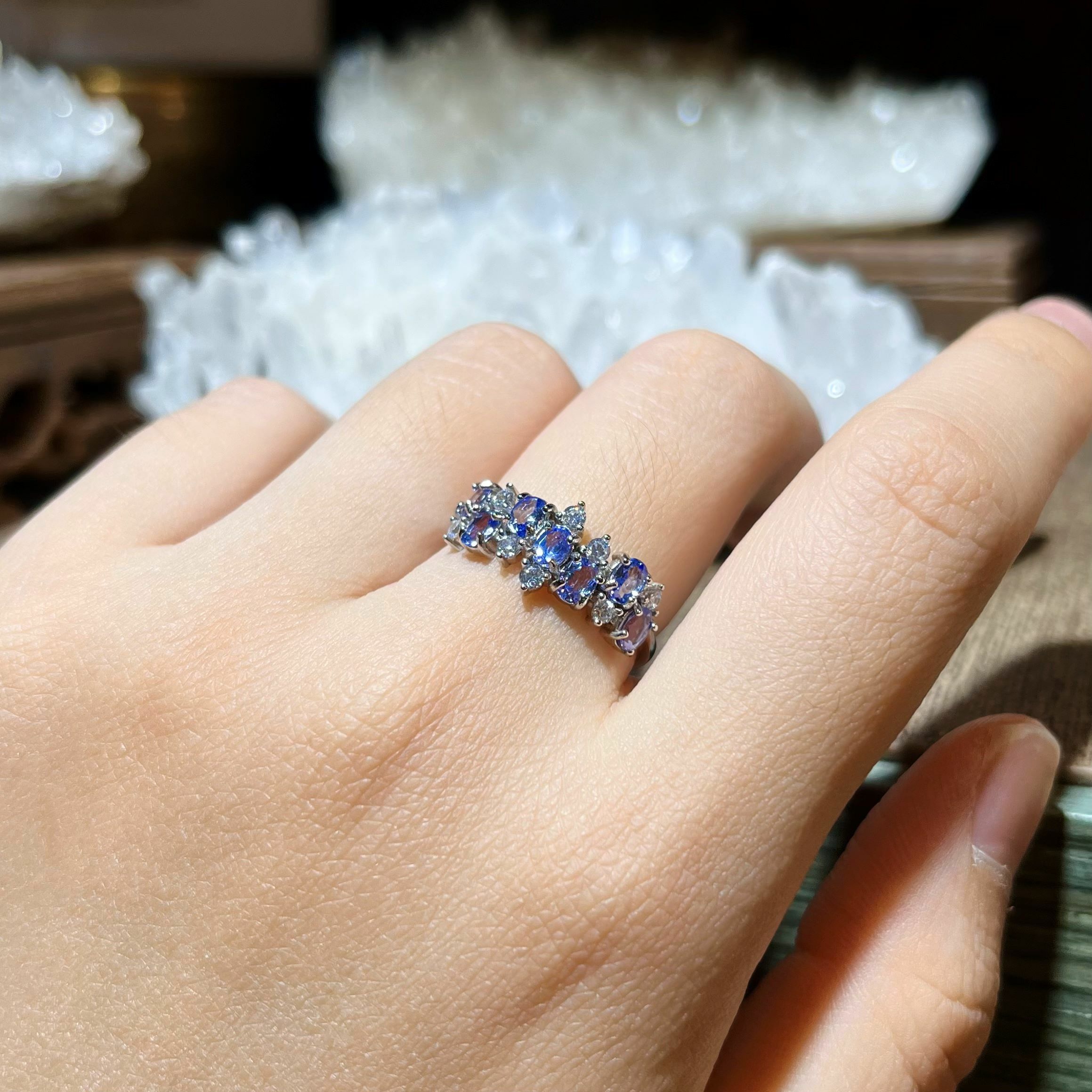 坦桑石純銀排戒