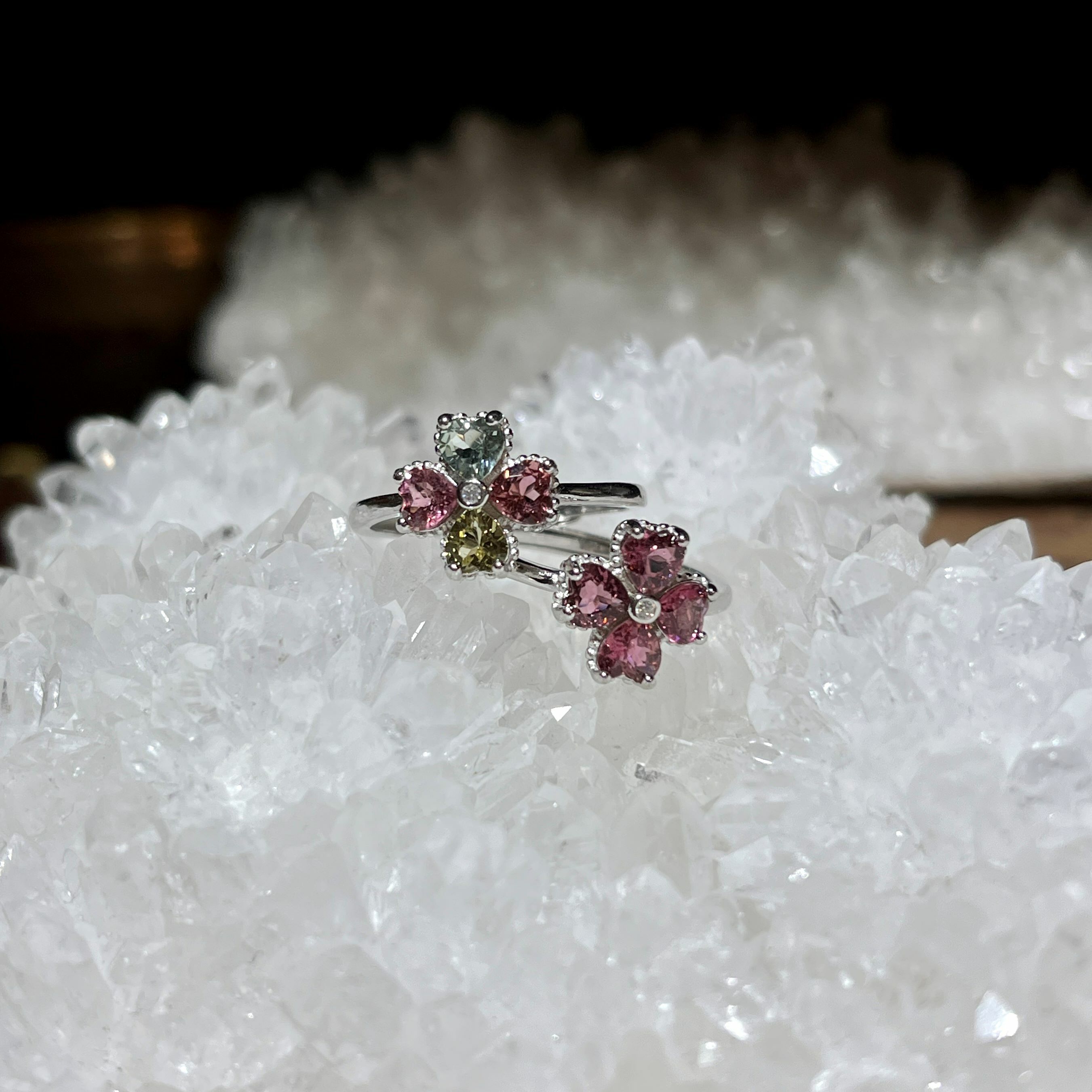 碧璽四葉草純銀排戒