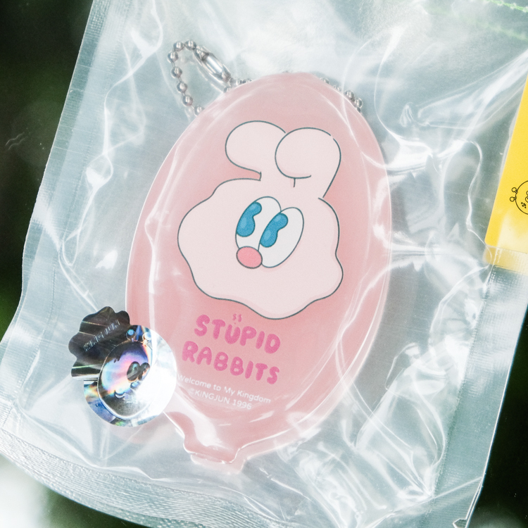 Kingjun｜橢圓零錢袋｜透粉蠢兔