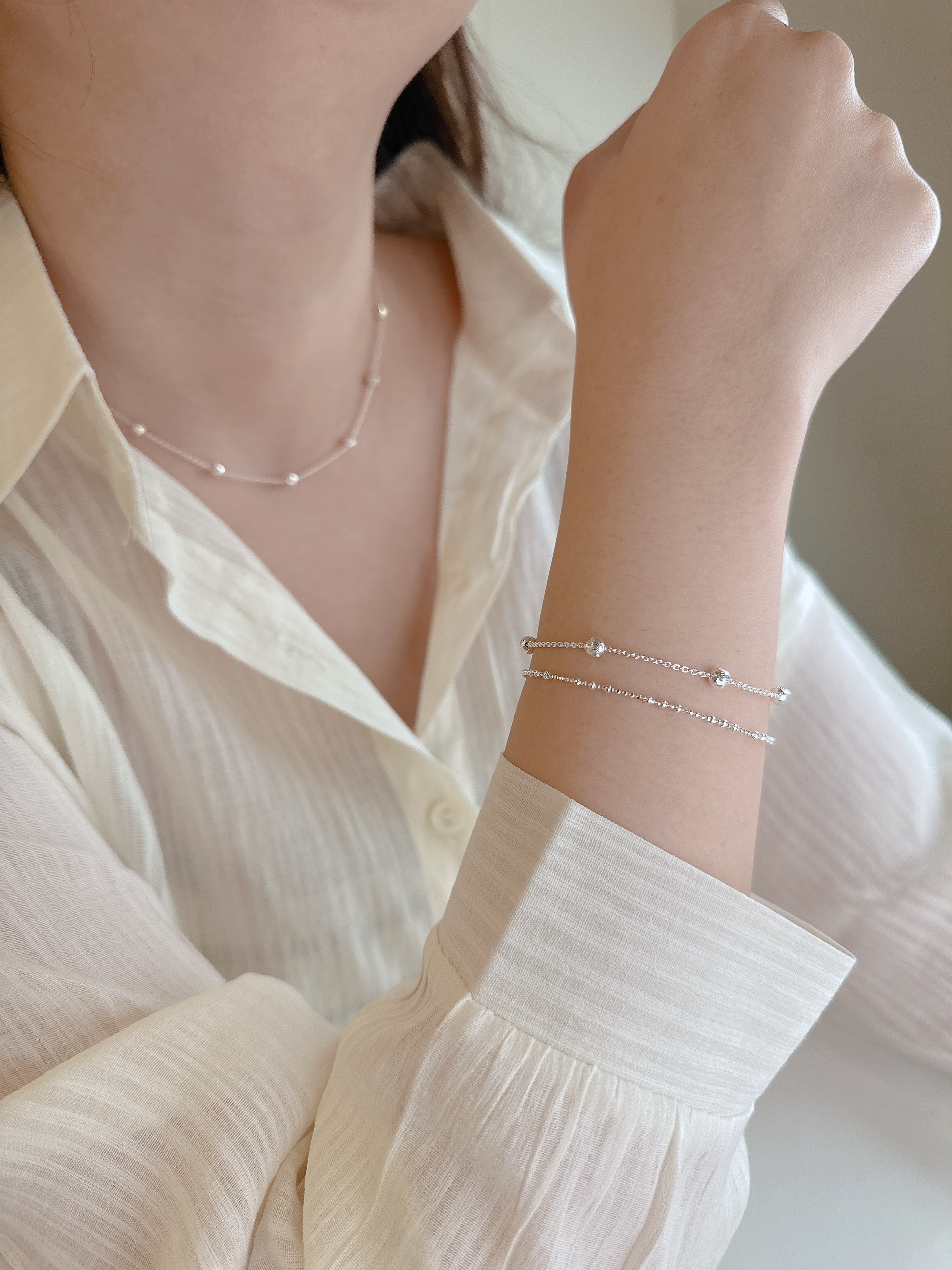 奪目．切面小圓珠疊搭手鍊