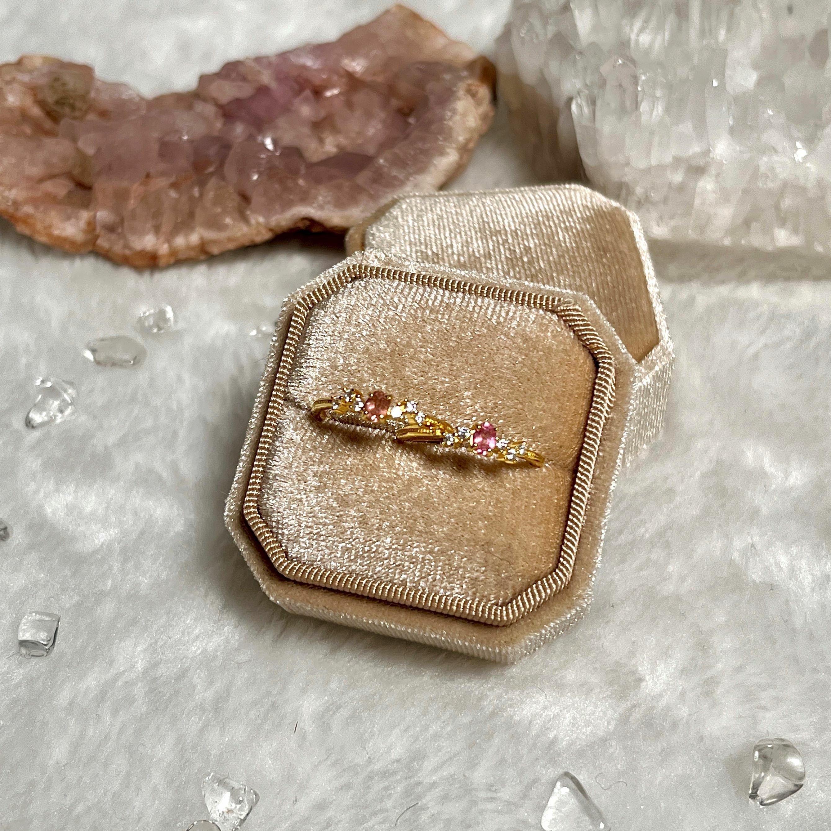 粉紅碧璽純銀戒指