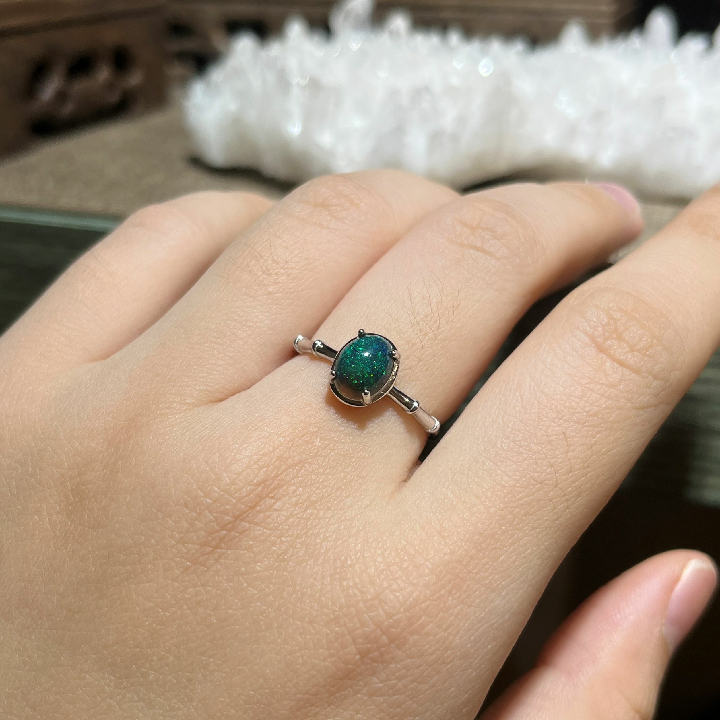 澳寶純銀戒指 (綠光)