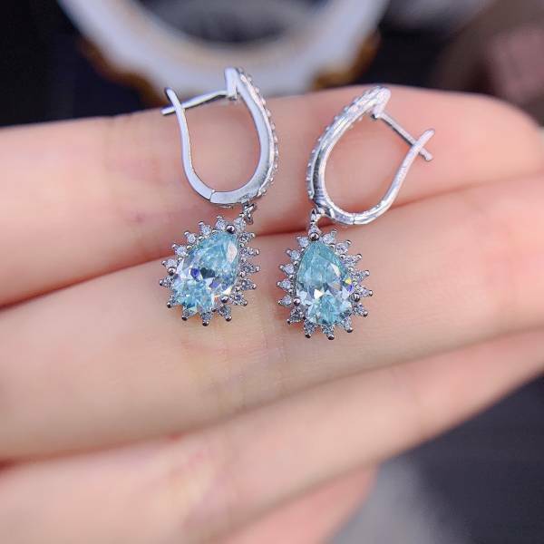 925銀耳墜 經典款高級綠莫桑鑽