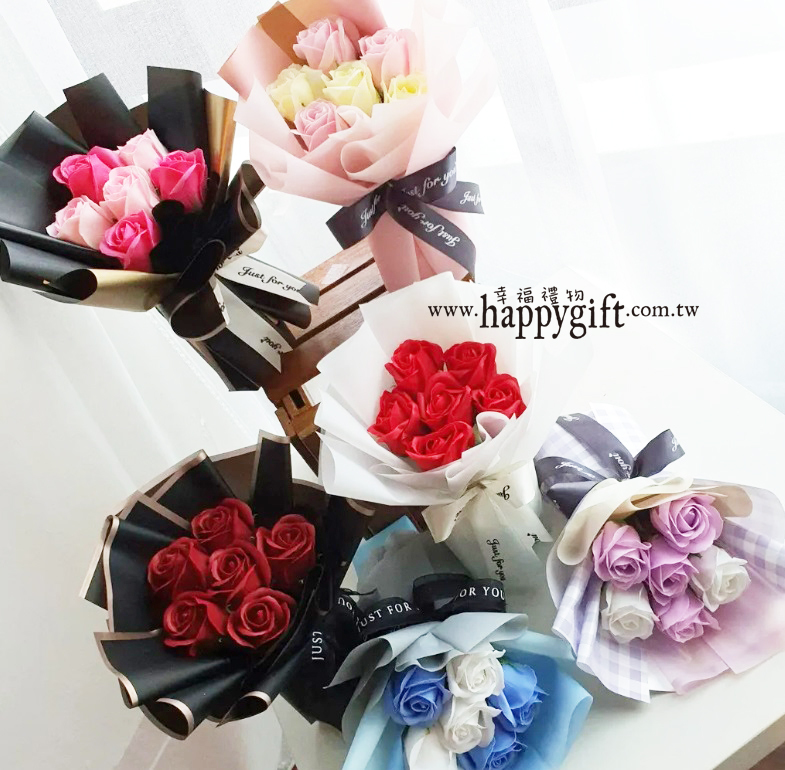 6朵玫瑰香皂花乾燥花花束,桃園花店,幸福禮物花店,soapflower-bouquet,taoyuan-florist