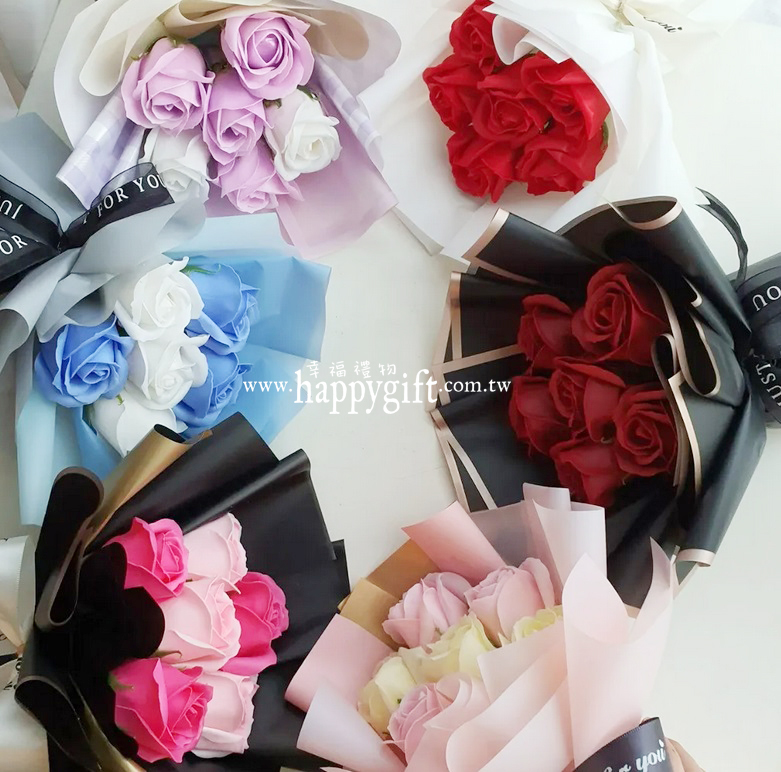 6朵玫瑰香皂花乾燥花花束,桃園花店,幸福禮物花店,soapflower-bouquet,taoyuan-florist