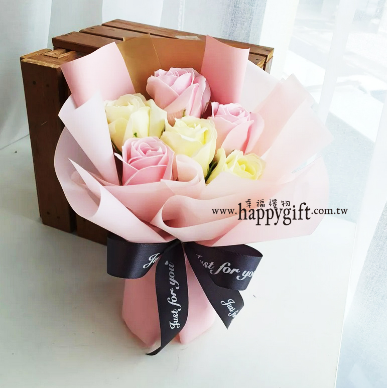 6朵玫瑰香皂花乾燥花花束,桃園花店,幸福禮物花店,soapflower-bouquet,taoyuan-florist