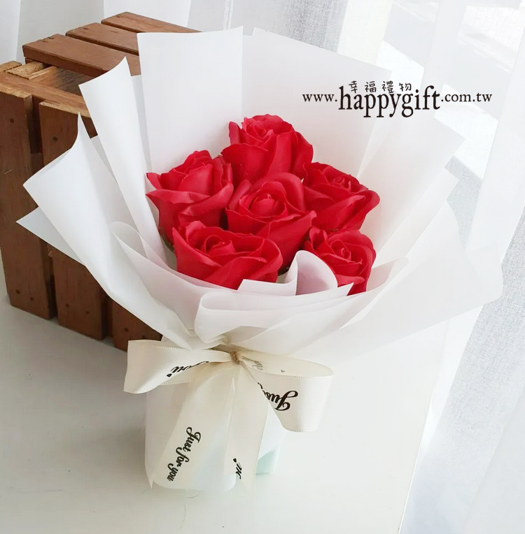 6朵玫瑰香皂花乾燥花花束,桃園花店,幸福禮物花店,soapflower-bouquet,taoyuan-florist