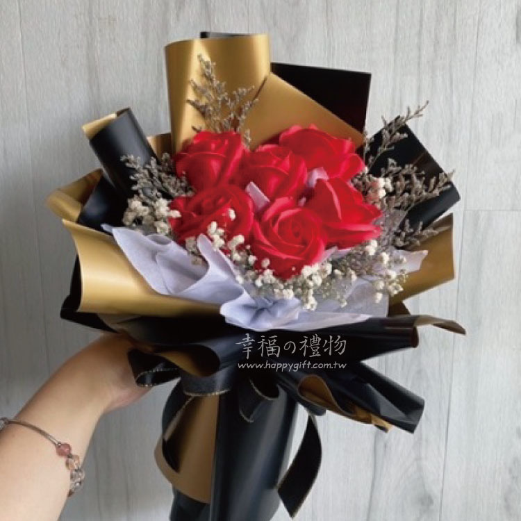 6朵玫瑰香皂花乾燥花花束,桃園花店,幸福禮物花店,soapflower-bouquet,taoyuan-florist