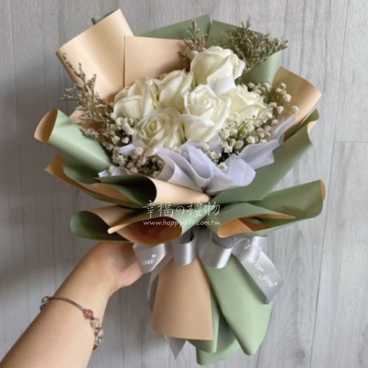 6朵玫瑰香皂花乾燥花花束,桃園花店,幸福禮物花店,soapflower-bouquet,taoyuan-florist