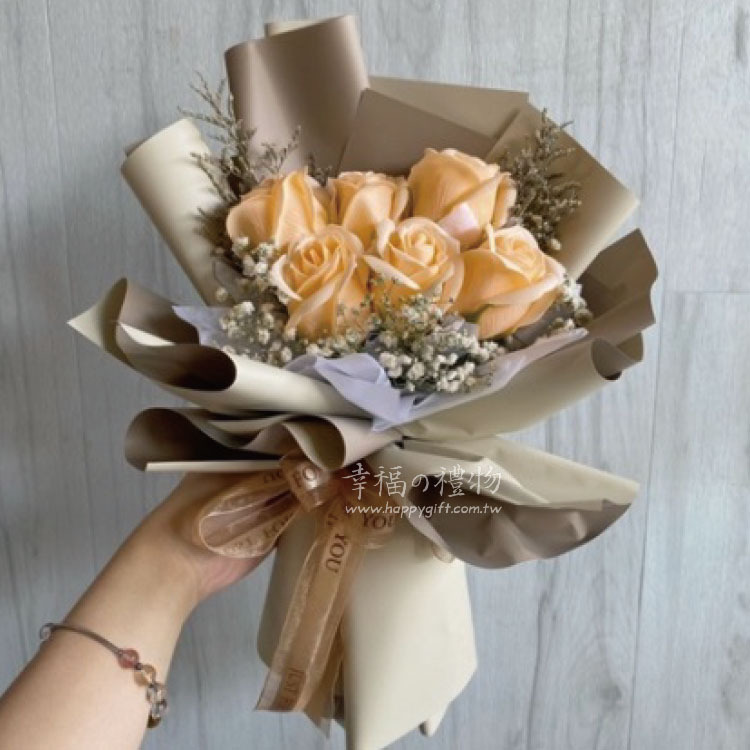 6朵玫瑰香皂花乾燥花花束,桃園花店,幸福禮物花店,soapflower-bouquet,taoyuan-florist