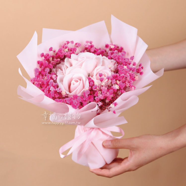 6朵玫瑰香皂花乾燥花花束,桃園花店,幸福禮物花店,soapflower-bouquet,taoyuan-florist