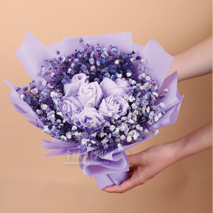 6朵玫瑰香皂花乾燥花花束,桃園花店,幸福禮物花店,soapflower-bouquet,taoyuan-florist