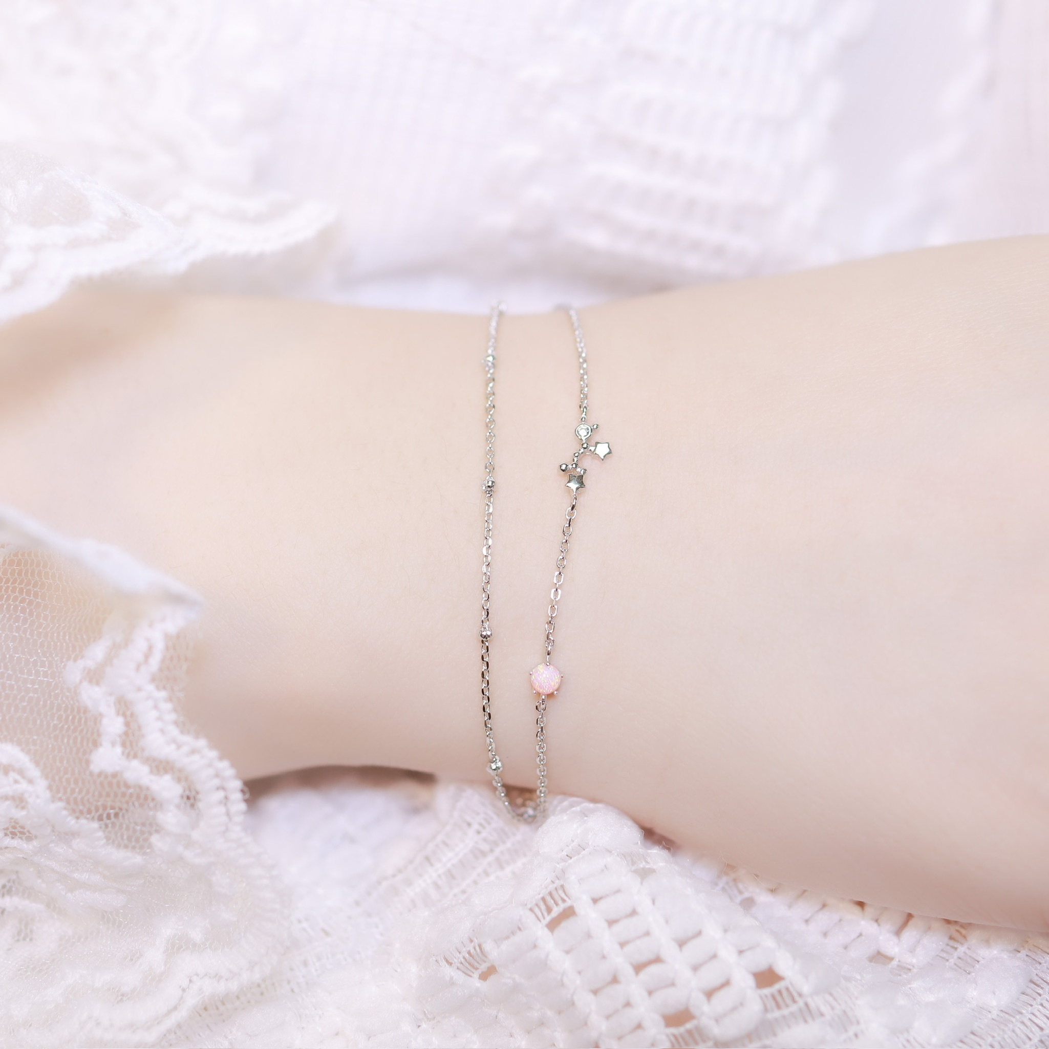 | 925純銀・厚鍍玫瑰金 | 處女座雙層手鏈 | BR0396 |