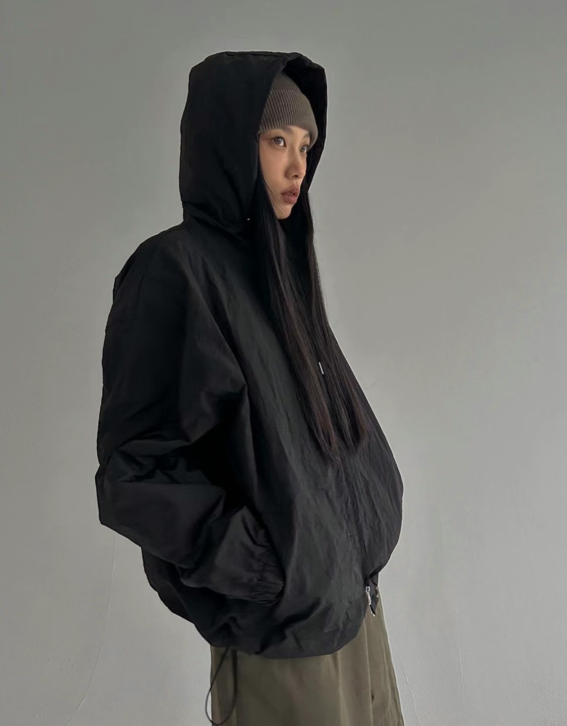 🇰🇷韓國 雙拉鍊 機能 尼龍 外套 黑色