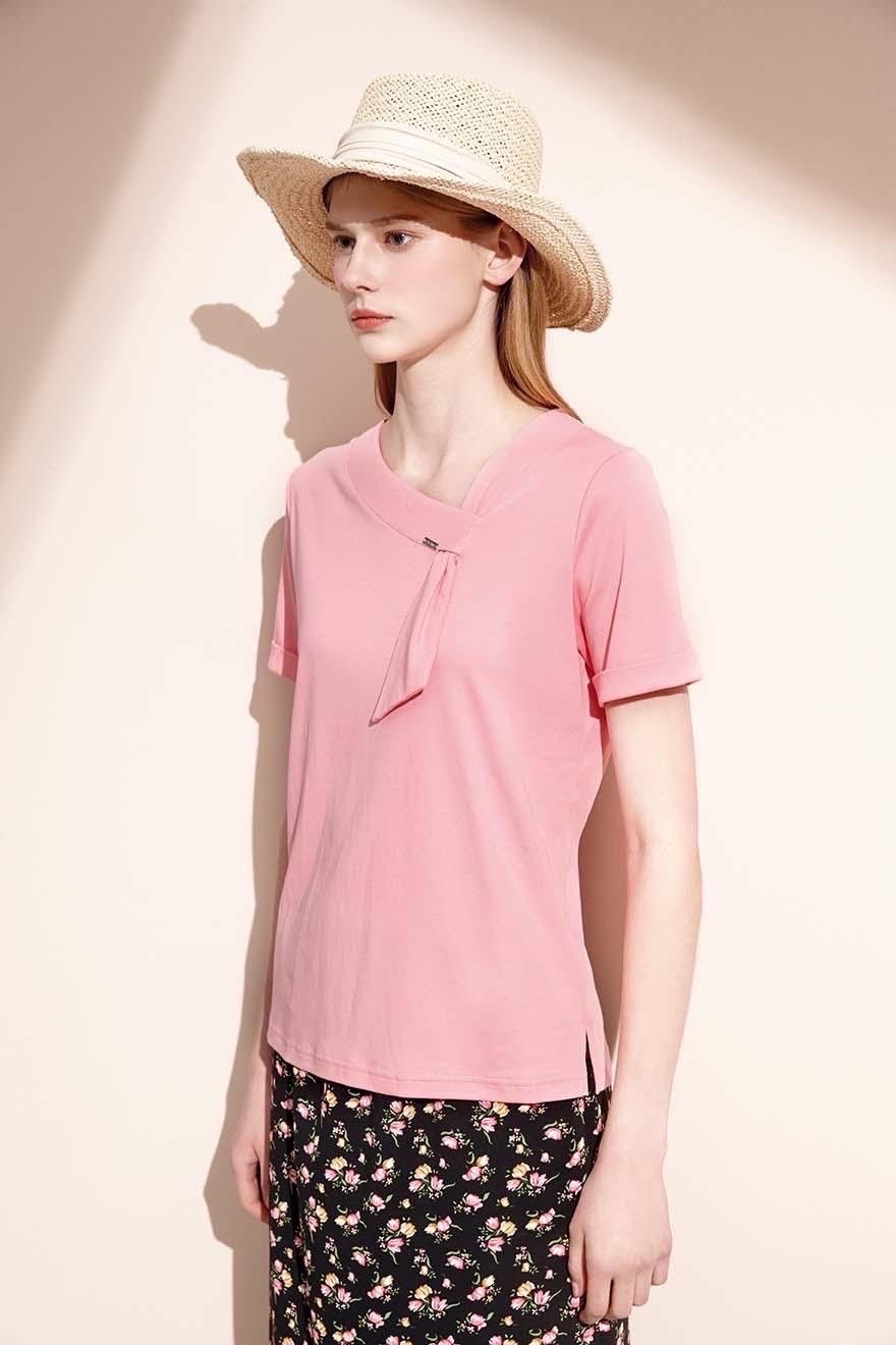 OL韓系時尚氣質造型領結純棉修身上衣S6551