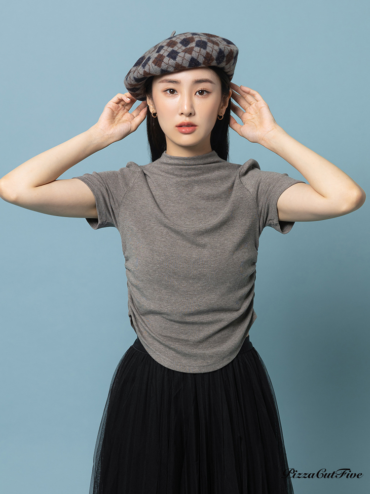 [SALE]半領側抓皺短袖上衣 PizzaCutFive PCF233404007