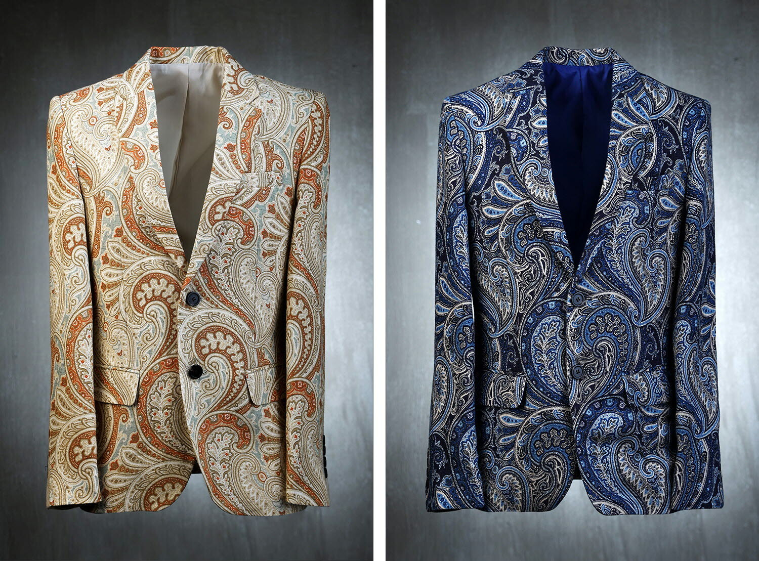 佩斯利圖案雙扣西裝外套