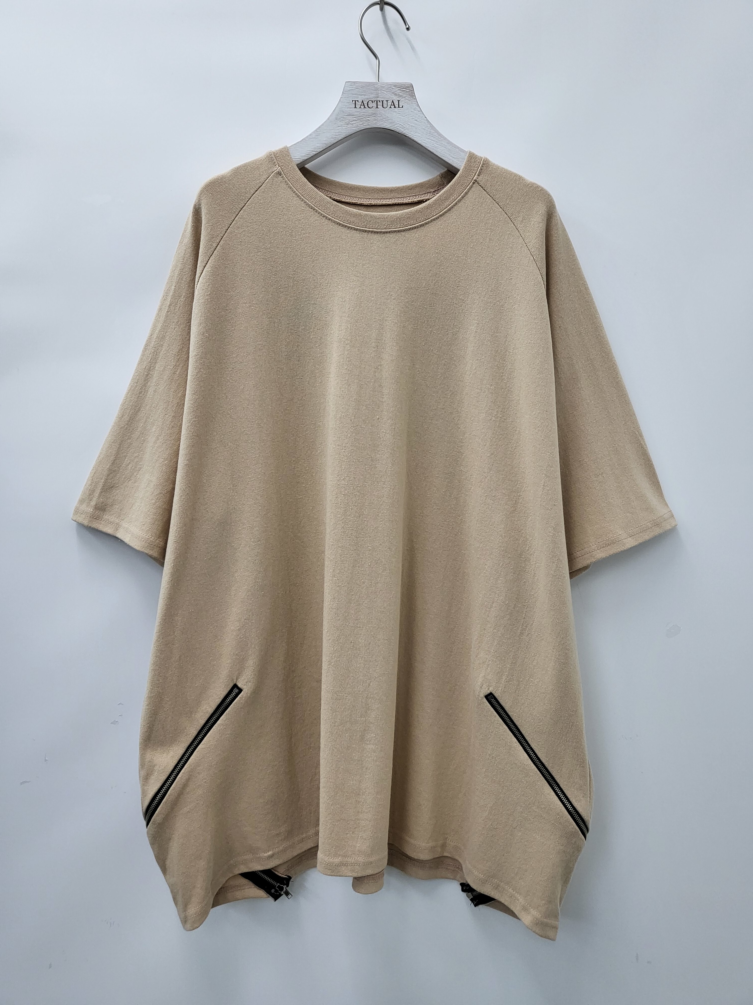 OverSize淨色拉鍊短袖Tee T5156