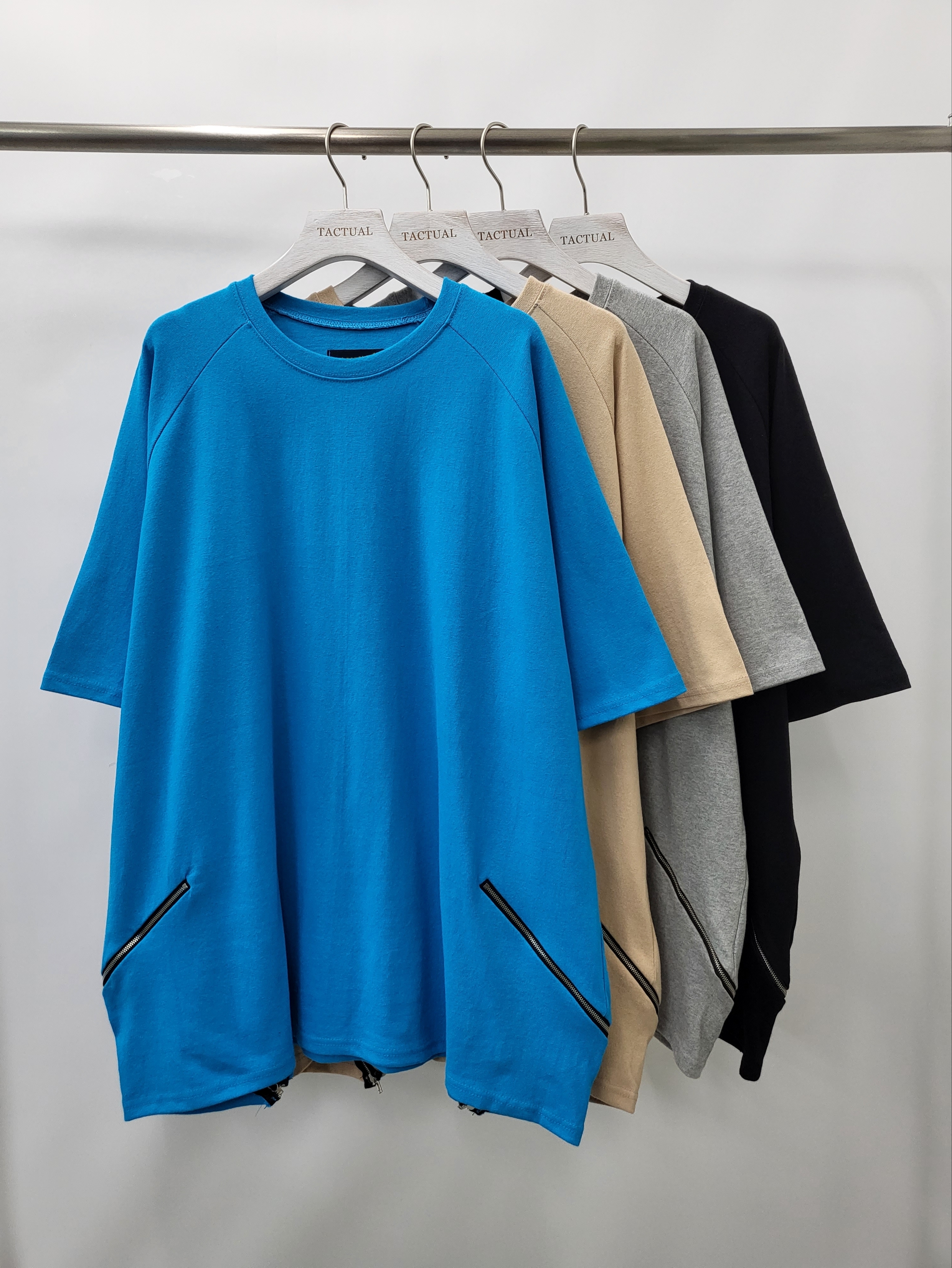 OverSize淨色拉鍊短袖Tee T5156