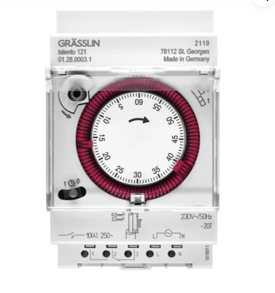 GRASSLIN 01.28.0003.1模擬定時器，TALENTO 121，壁掛式