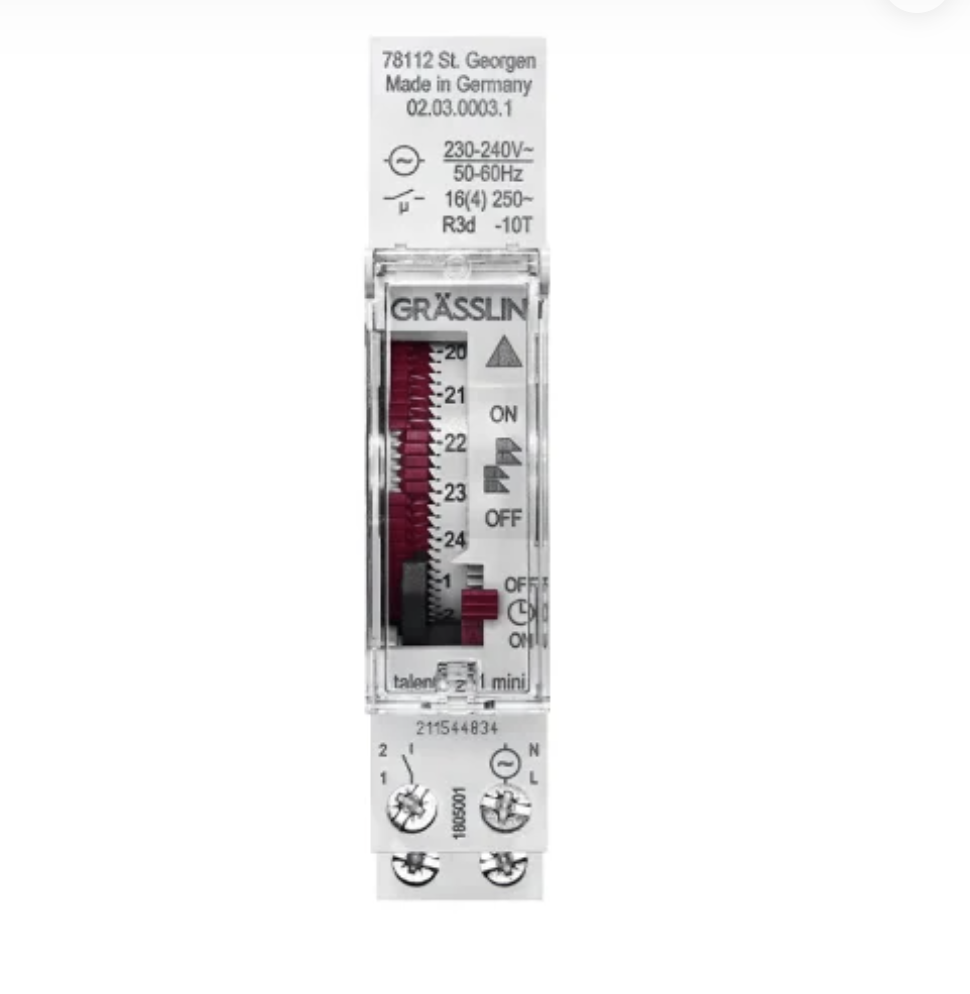 GRASSLIN 02.03.0003.1模擬定時器，TALENTO 211 MINI，DIN 導軌安裝