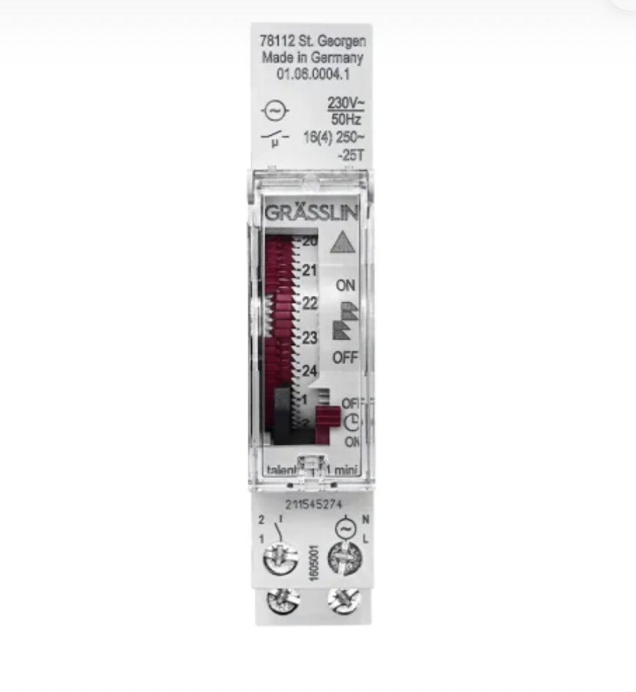 GRASSLIN 01.06.0004.1模擬定時器，TALENTO 111 Mini，DIN 導軌安裝