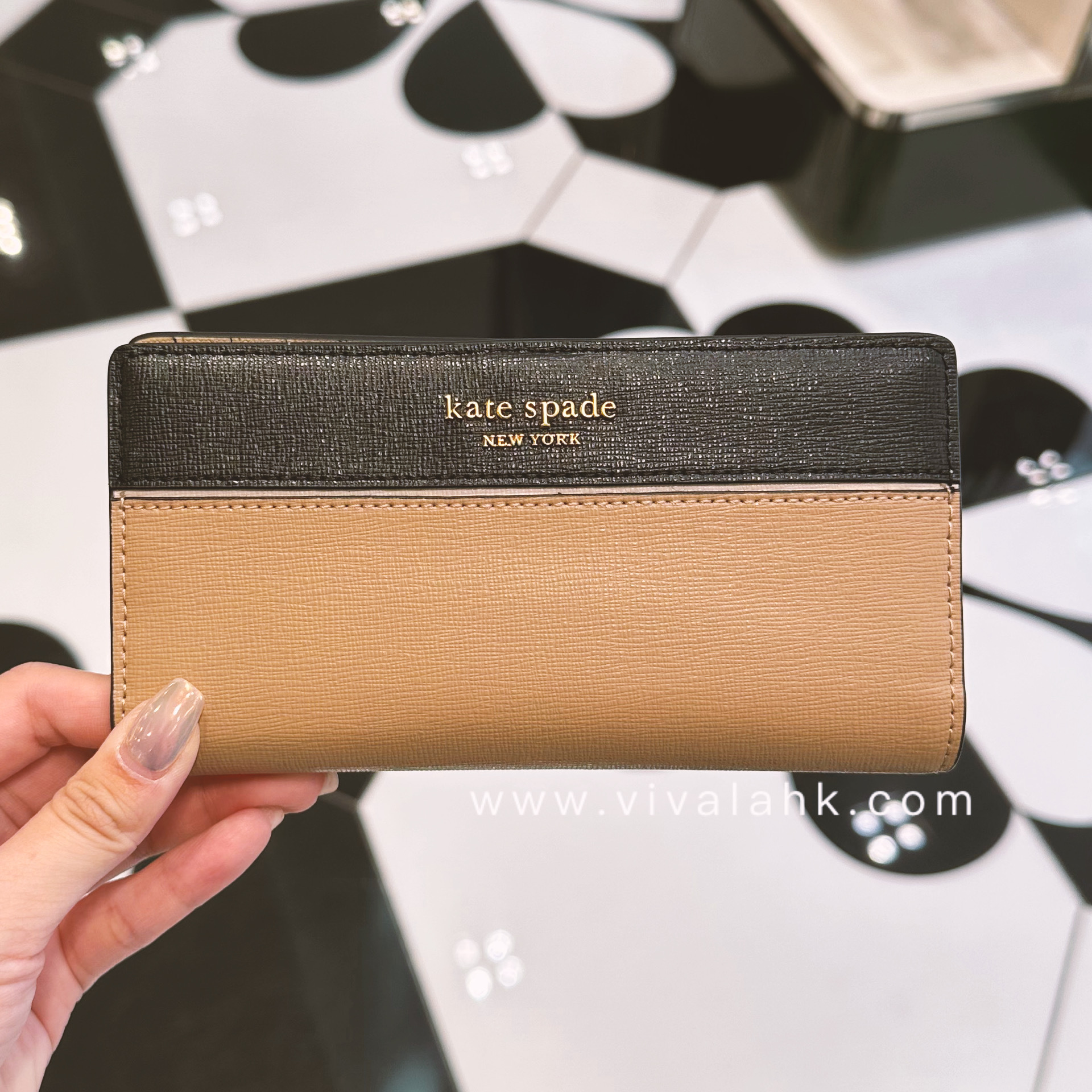 Kate Spade - Morgan 拼色 薄身對摺長銀包 (K8961)