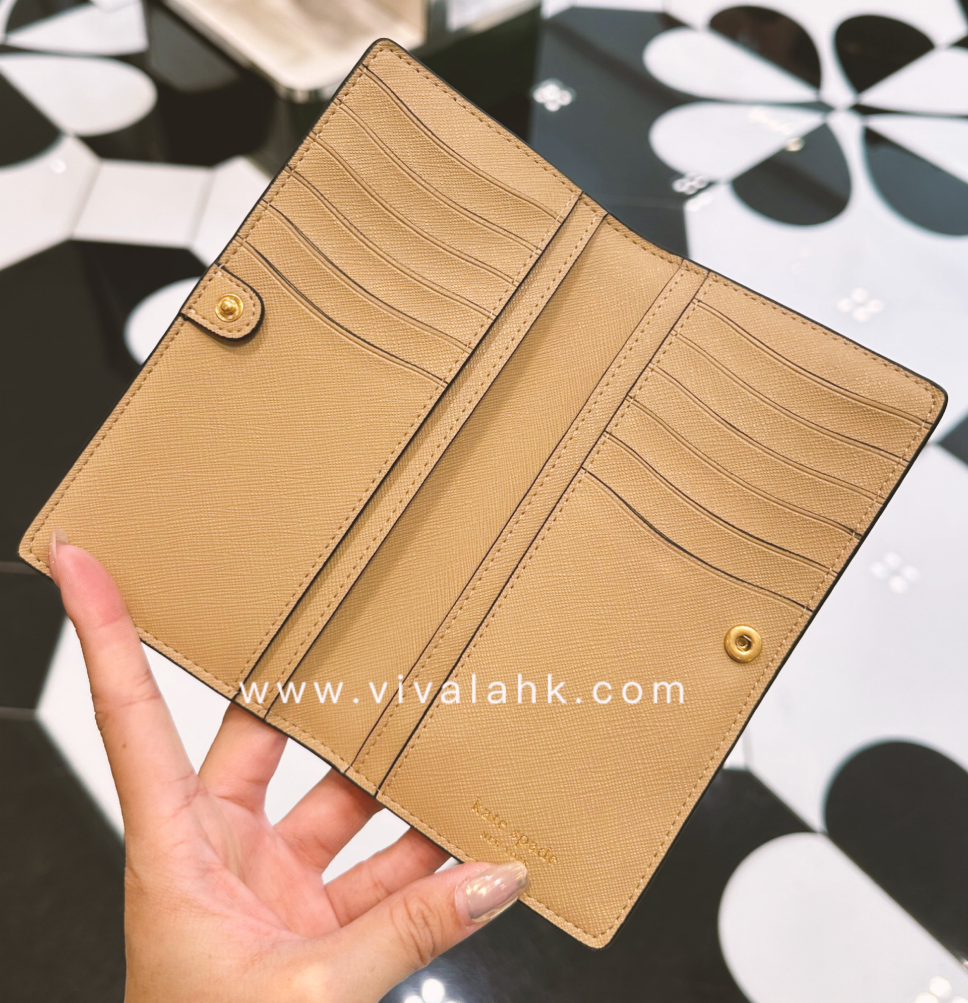 Kate Spade - Morgan 拼色 薄身對摺長銀包 (K8961)